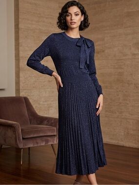 Nanette Lepore light weight blue sparkly sweater dress L NWT
